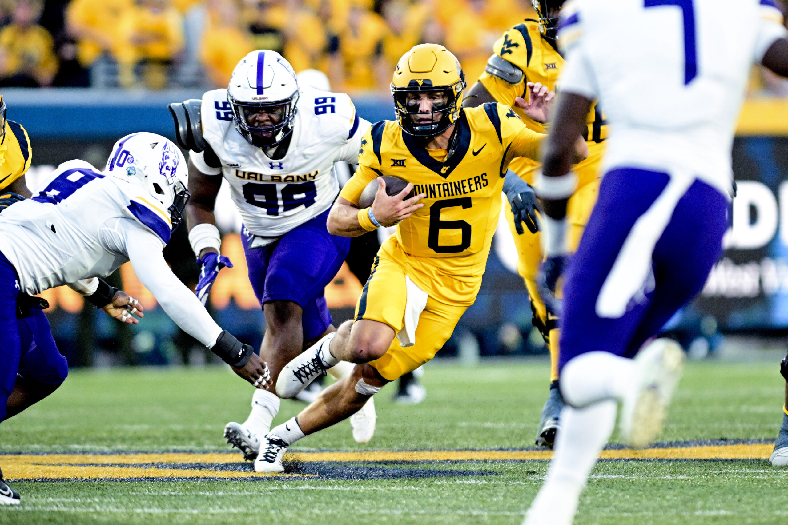 West Virginia offense gets rolling in lopsided win over Albany